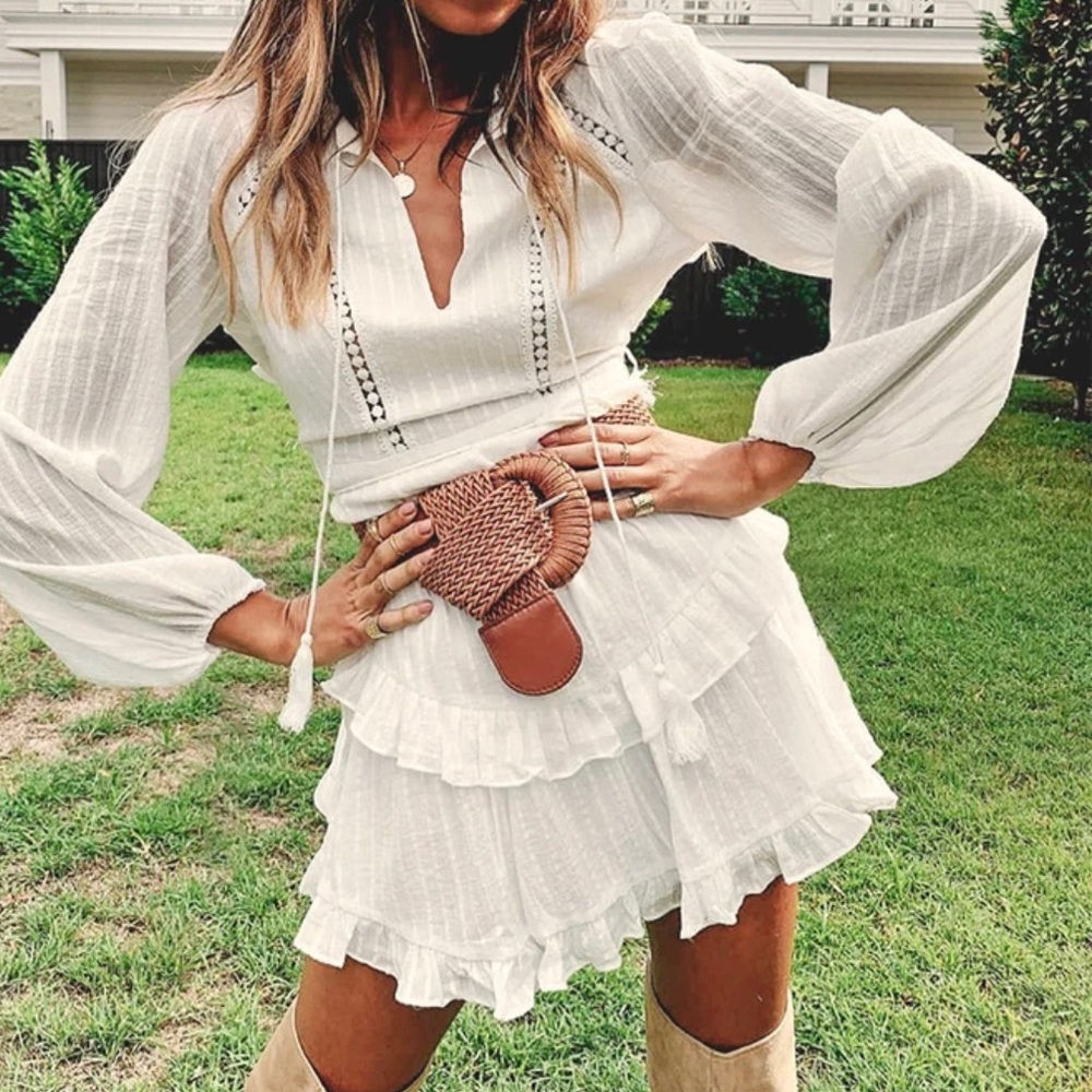 LUNA Mini white boho dress - Picture 4 of 9